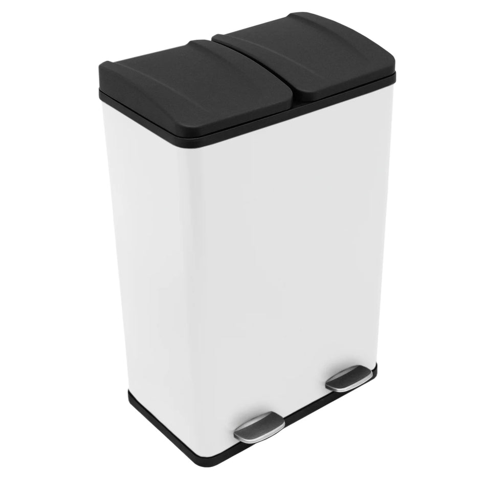 60L Dual Pedal Bin In White