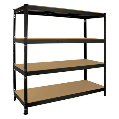 4 Shelf Racking Q-RaxWorks Heavy Duty Storage Shelving, 160cm W, 60cm D, Black