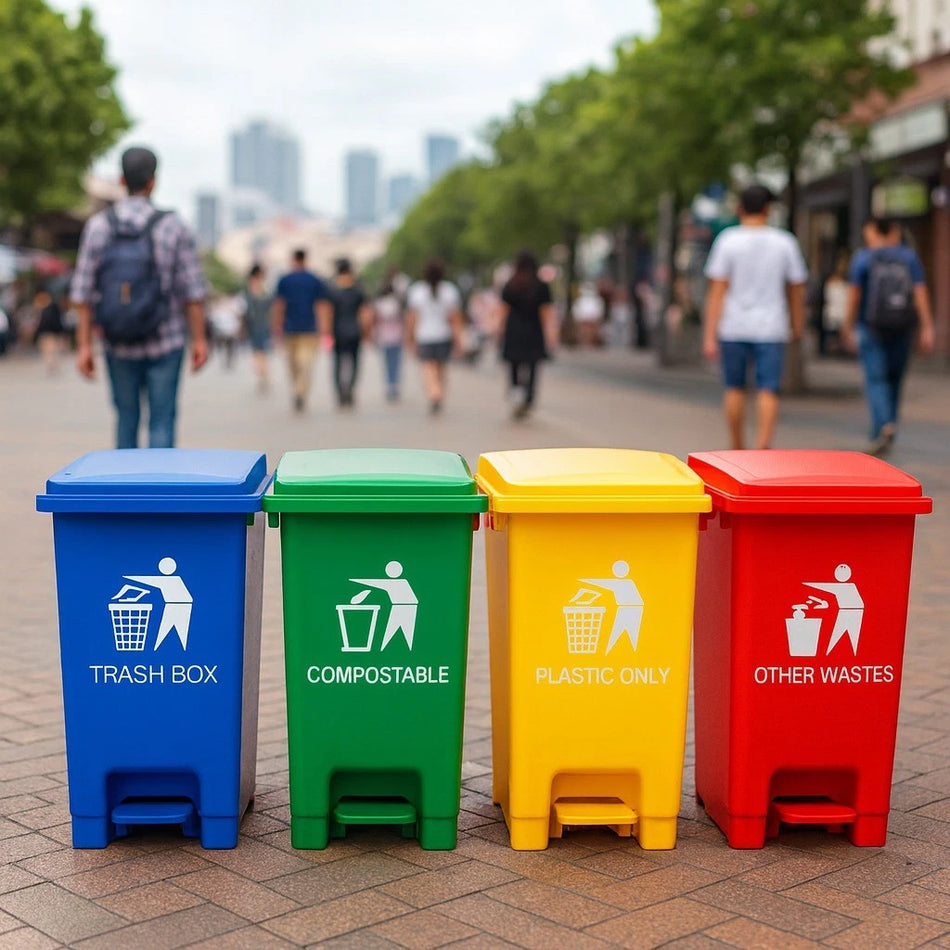 Recycling Dustbin Rubbish Pedal Bin Waste Trash Kitchen Home Office 30L 50L 80L Multiple Colours