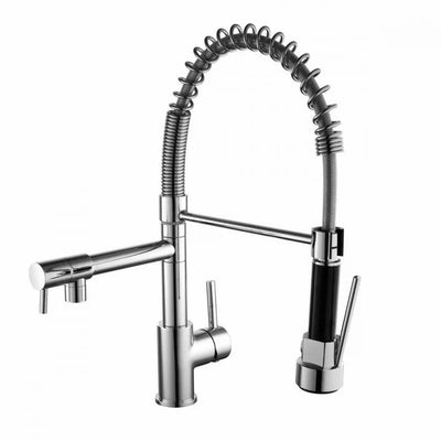 Dual Spout Kitchen Sink Tap with Pull-Out Spray – Chrome Finish
