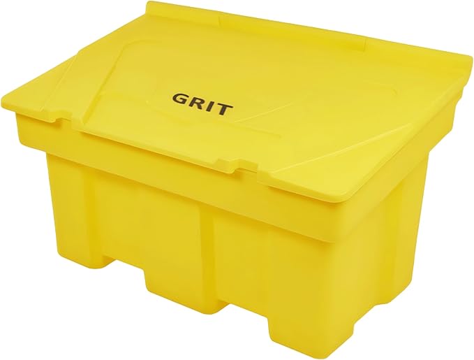 170L Yellow Grit Salt Bin Stackable Lockable Heavy Duty Containers 100x53x61CM
