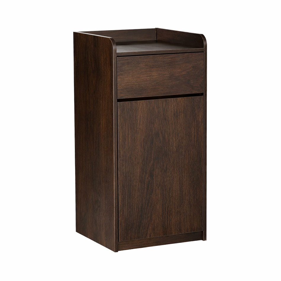 Wooden Bin Cabinet, Takeaway Restaurant Trash Bin - Dark Oak