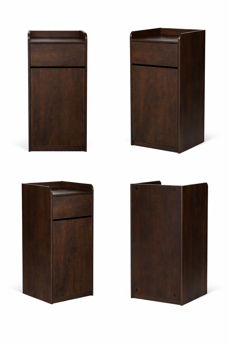 Wooden Bin Cabinet, Takeaway Restaurant Trash Bin - Dark Oak