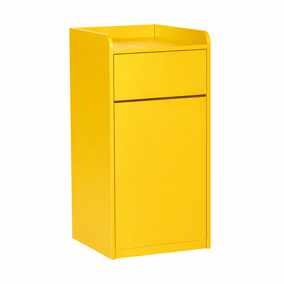 Wooden Bin Cabinet, Takeaway Restaurant Trash Bin - Yellow