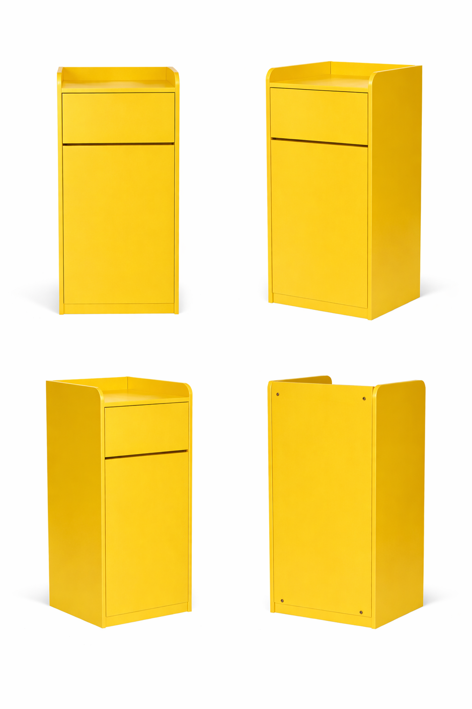 Wooden Bin Cabinet, Takeaway Restaurant Trash Bin - Yellow
